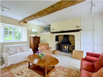 Cosy sitting room with wood burner