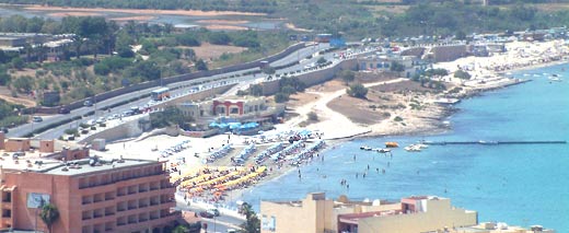 beach at Mellieha Bay Malta