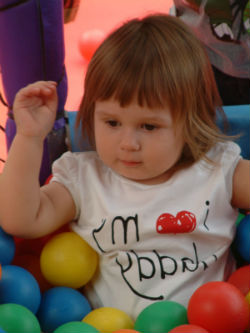 Toddler enjoy soft play on holiday